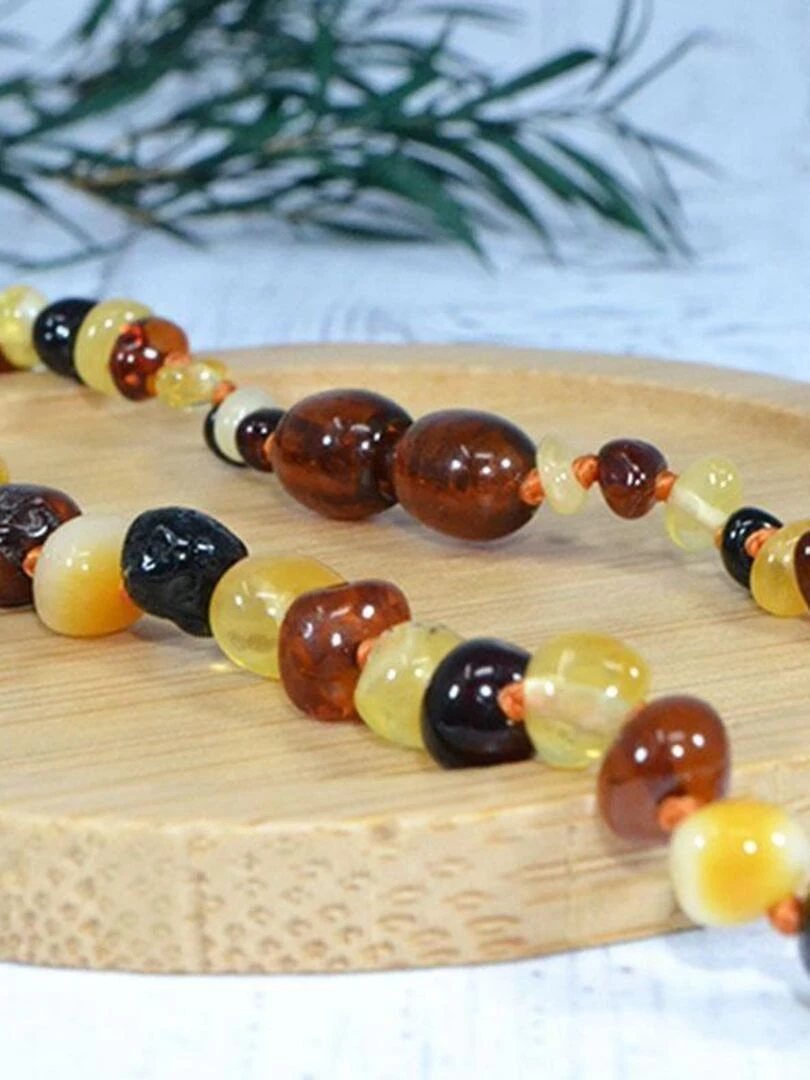 Box bracelet adulte 19cm et collier 32cm en Ambre     Marron