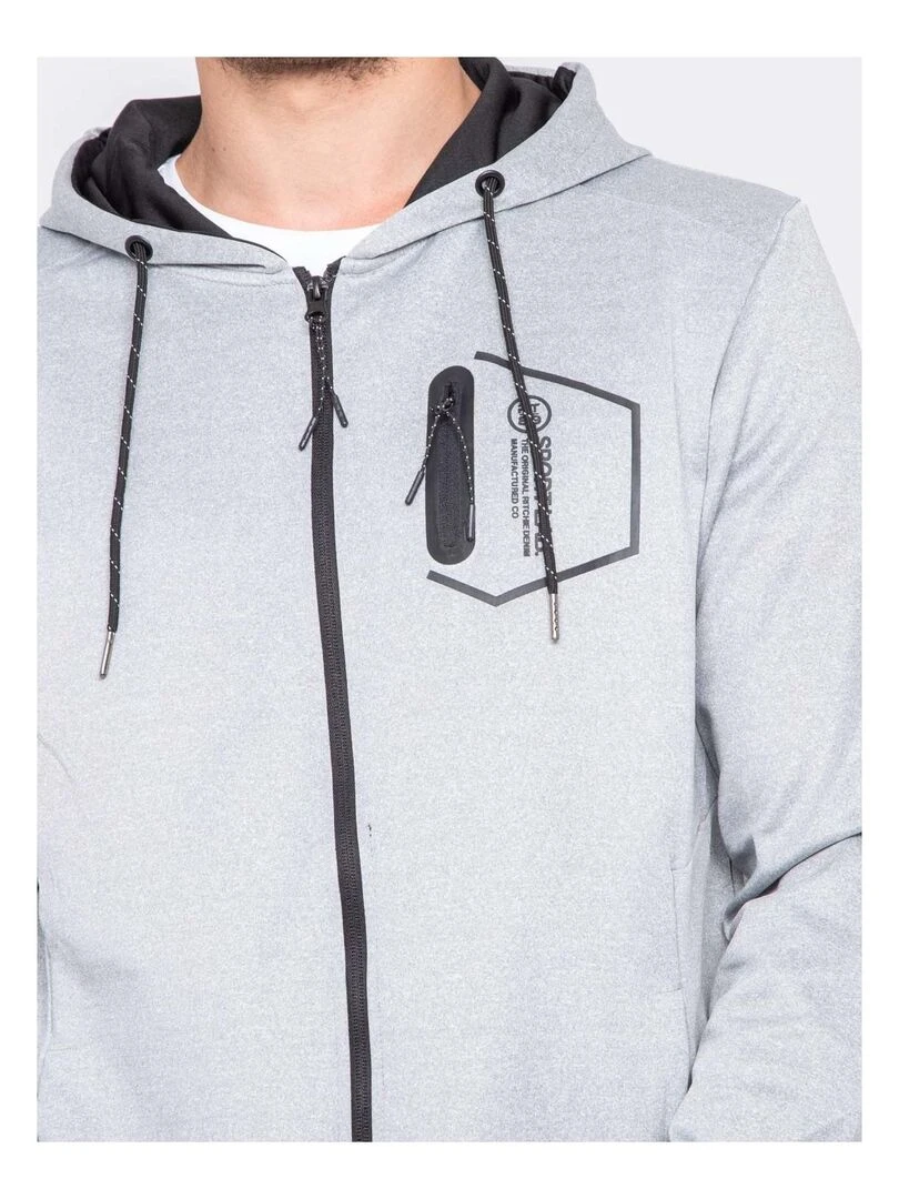 Sweat zippé capuche WOQUINA   Gris