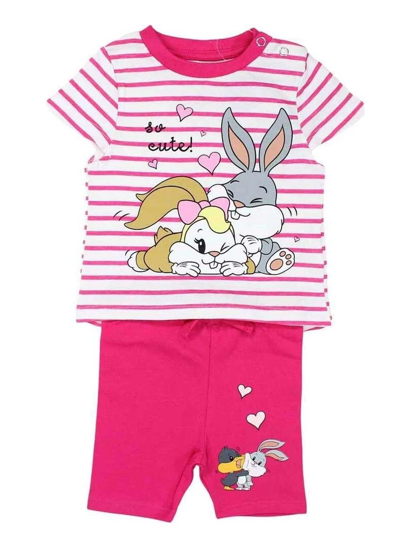 Looney Tunes Ensemble T shirt legging bébé fille Imprimé Bugs Bunny Rose fushia