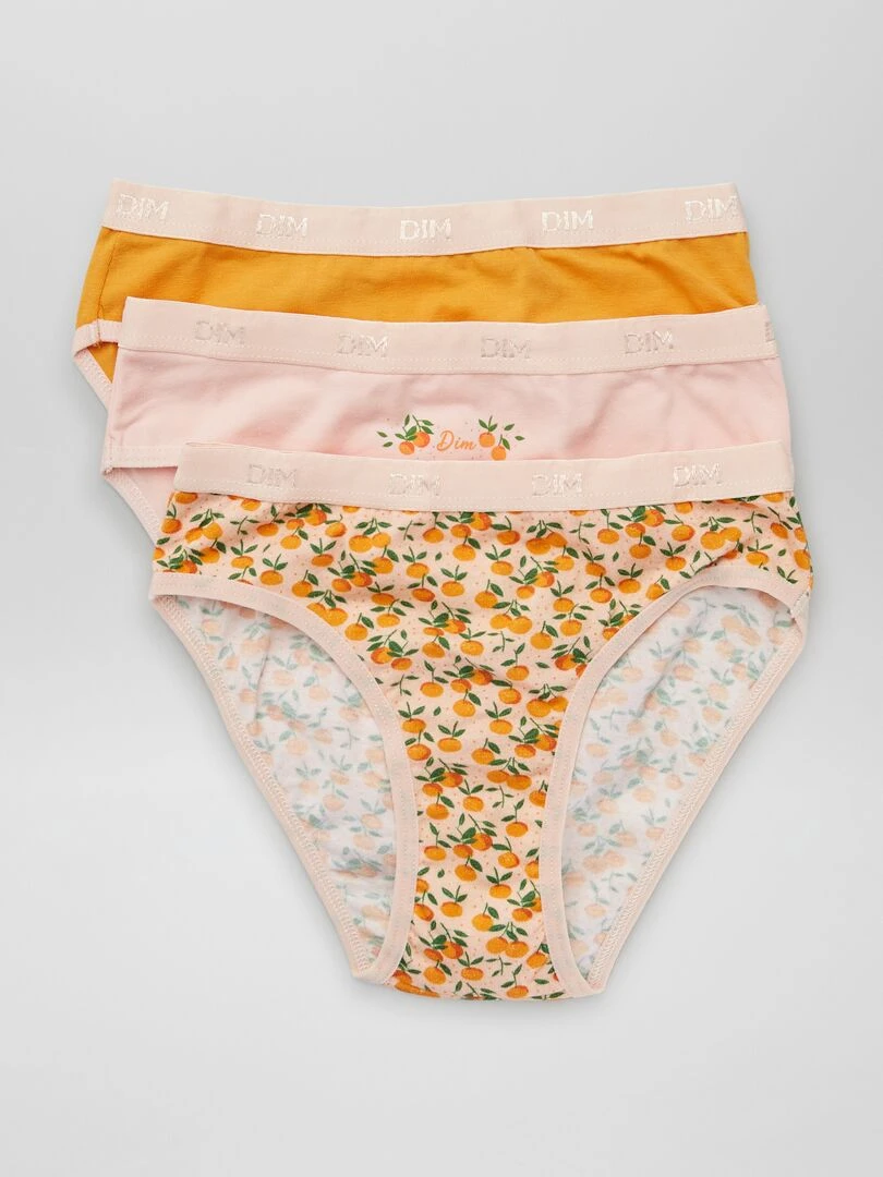 Lot de 3 culottes 'DIM' Orange/rose