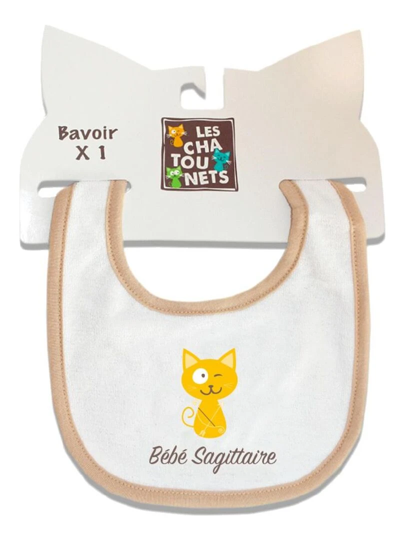 Bavoir Sagittaire LES CHATOUNETS Blanc