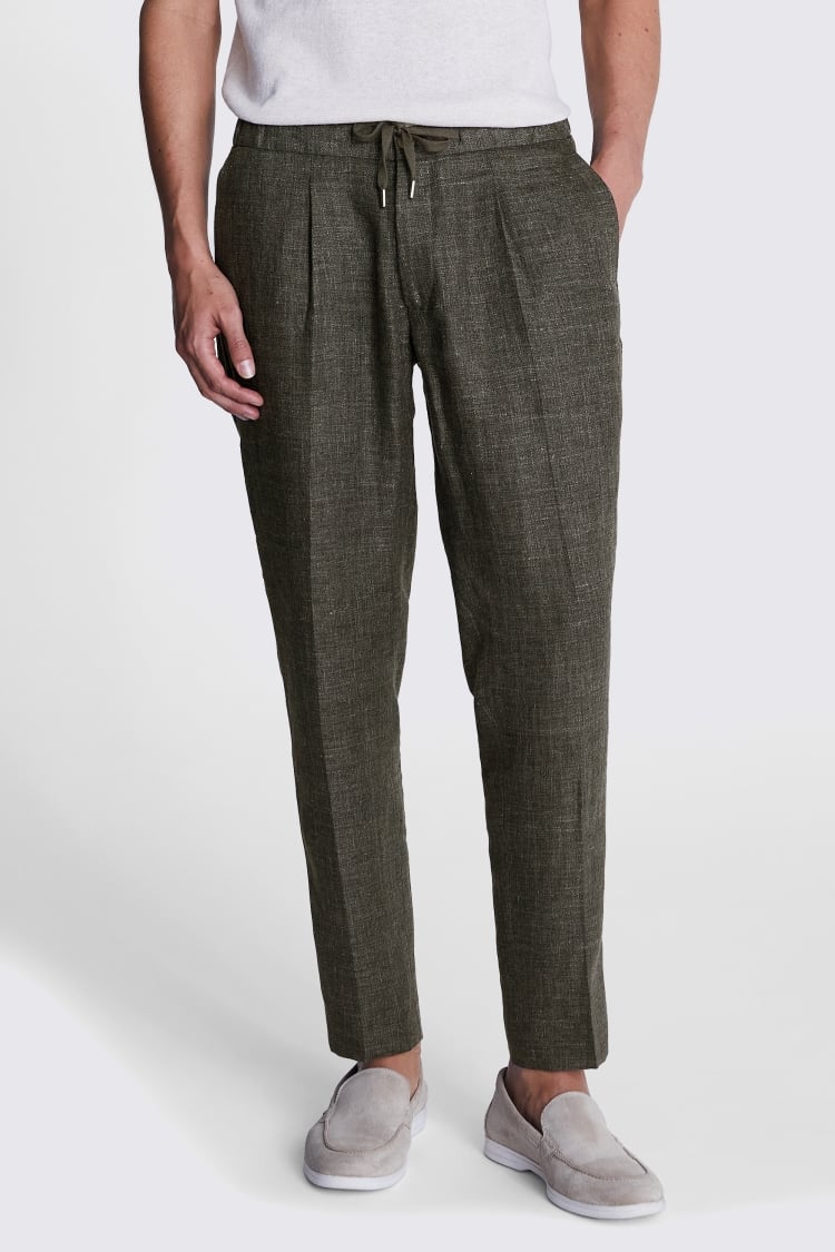 Khaki Linen Worker Joggers Buy Online at Moss