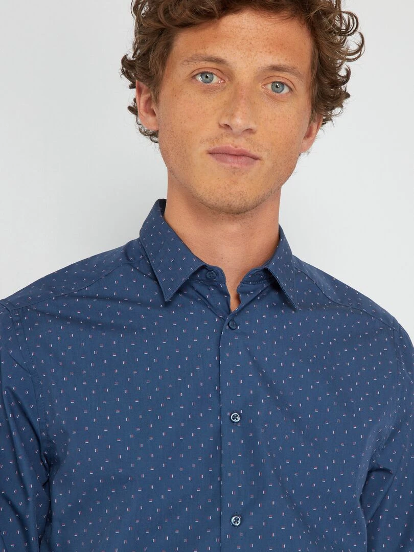 Chemise fantaisie à coupe droite   Bleu