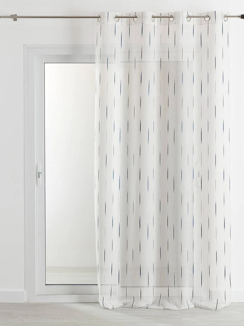 Voilage en étamine à jacquard rayé   Bleu canard