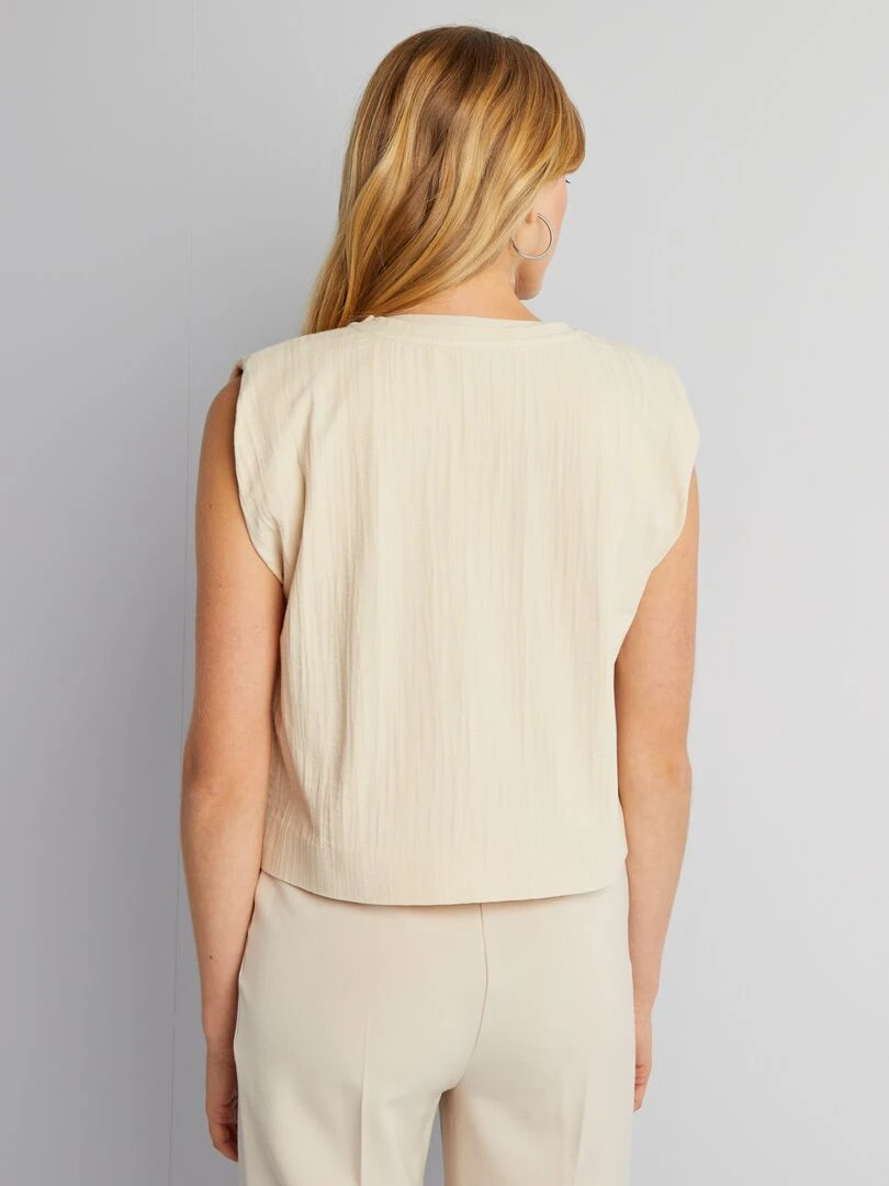 T shirt sans manches avec épaulettes   Beige