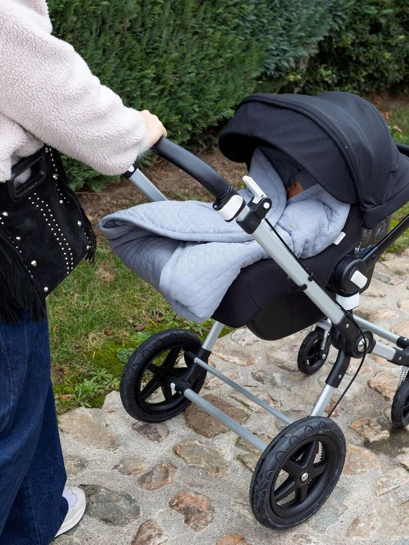 Bemini Nid d'ange BISIDE ouatiné Quilted et pady jersey   Bleu gris