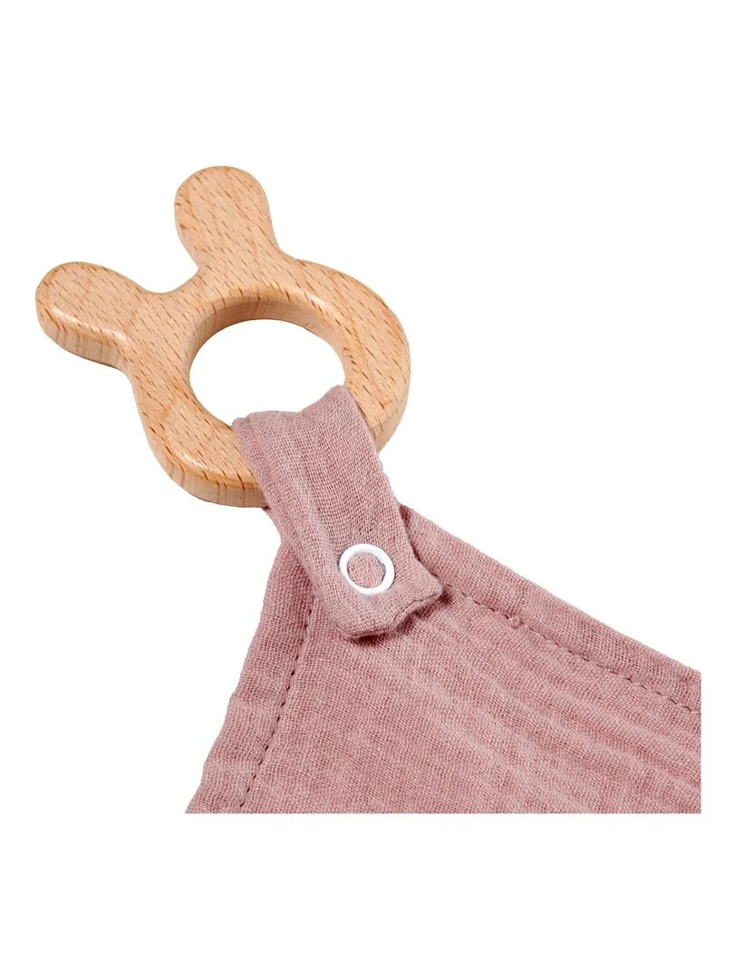 Doudou avec anneau de dentition lapin   Rose