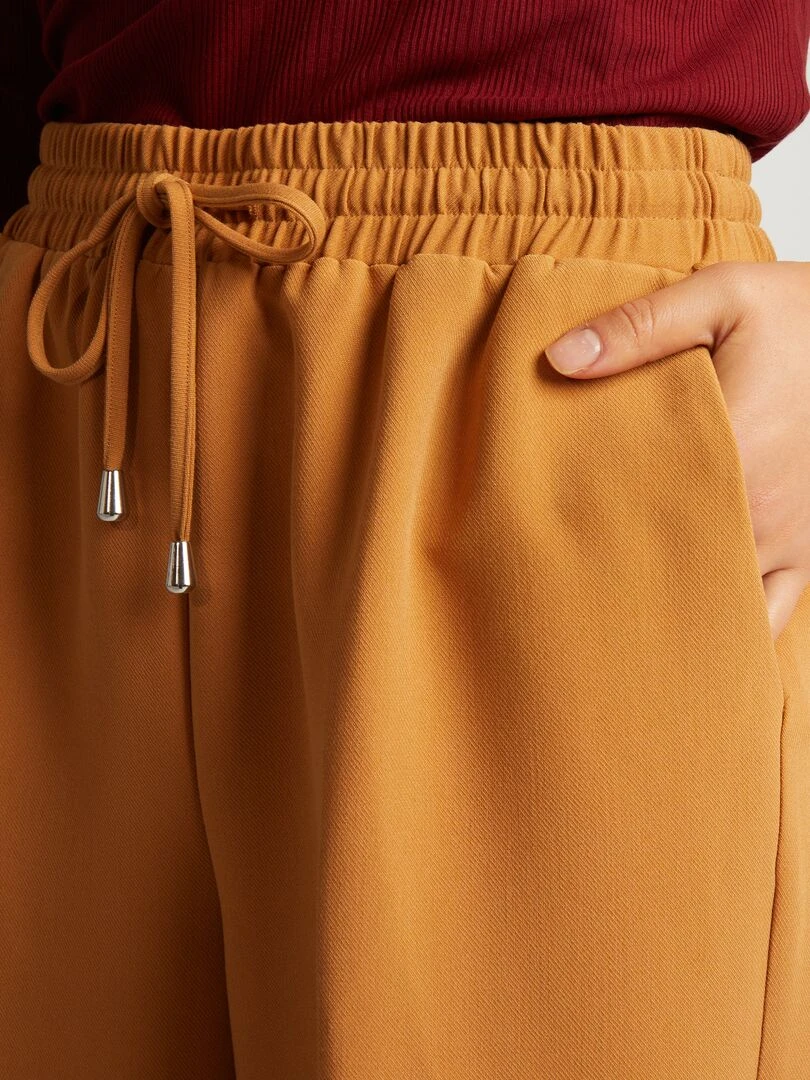 Pantalon droit avec liens à nouer   Marron