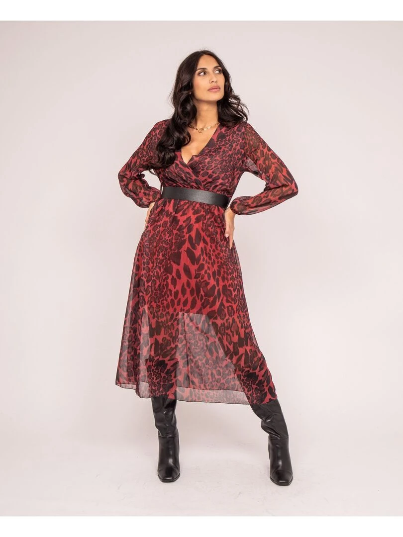 Robe longue motifs IBOST Rouge