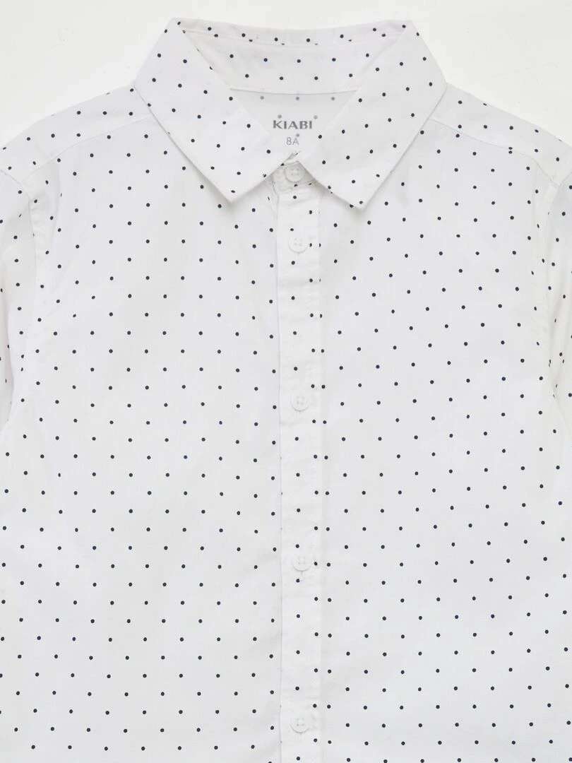 Chemise en popeline imprimée Blanc pois