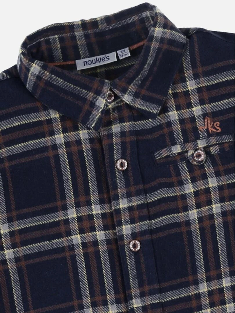 Chemise flannelle à carreaux  marine/caramel   Noukie's   Bleu