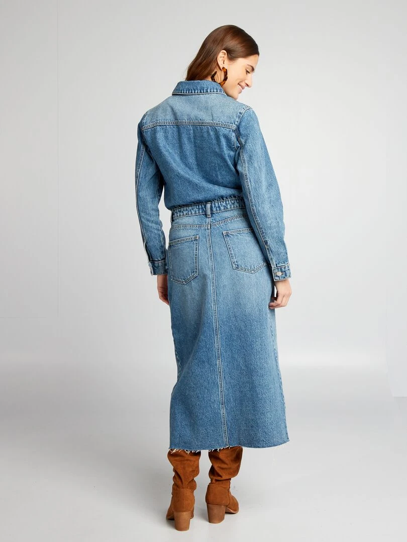 Robe longue en jean   Bleu