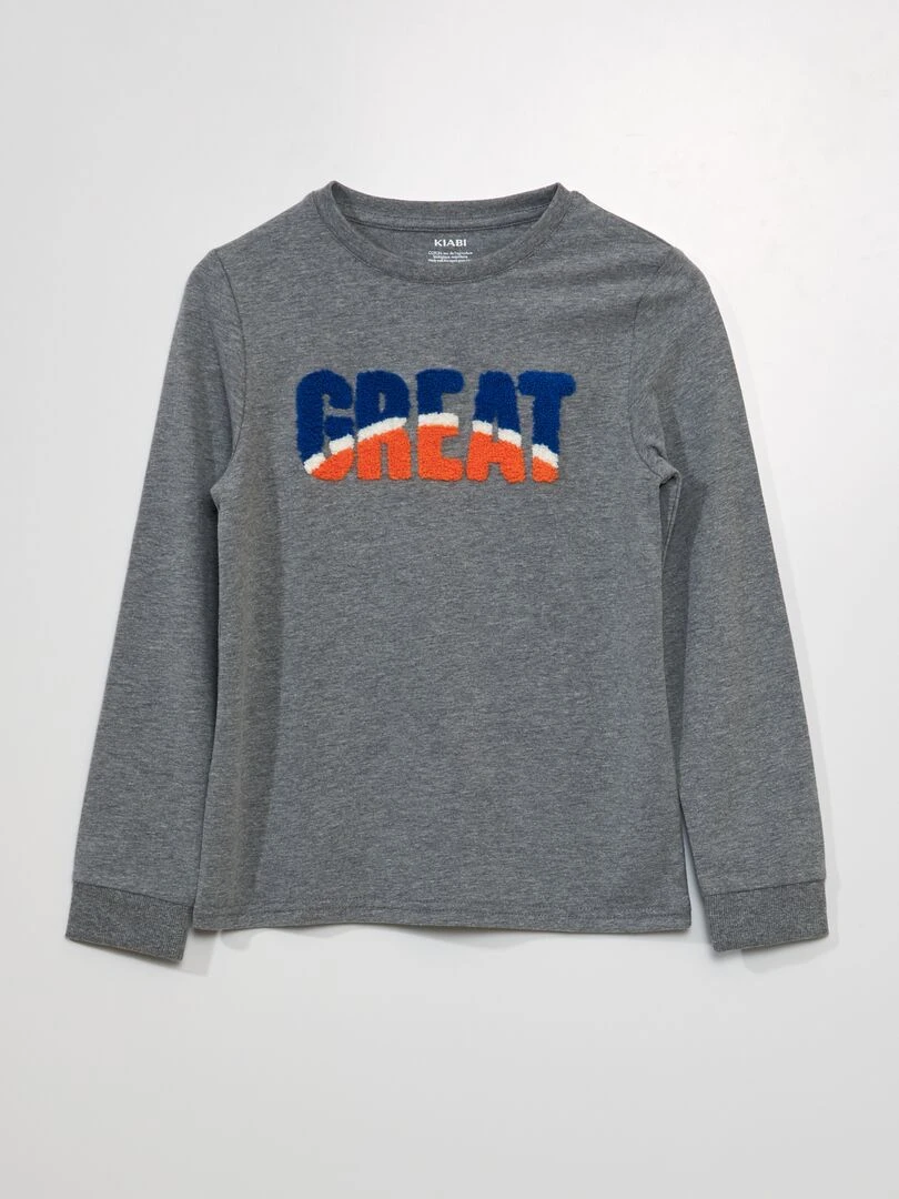 T shirt manches longues 'Great' Gris
