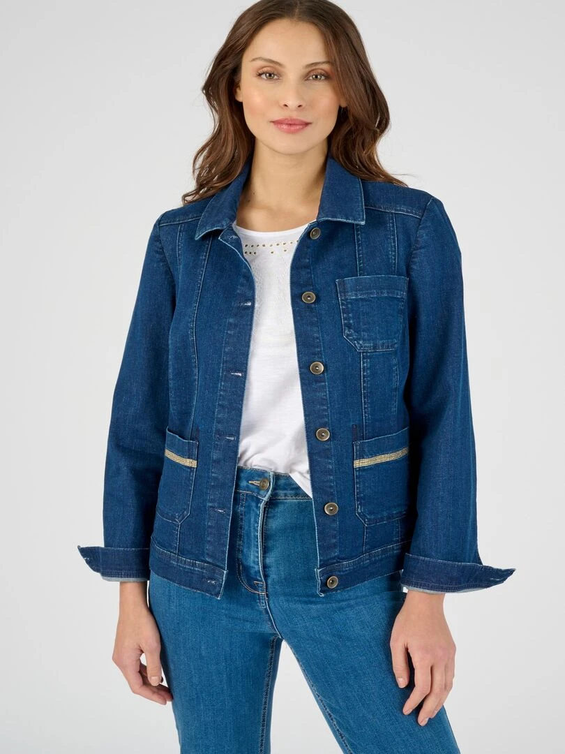Veste jean finitions brillantes Damart Bleu