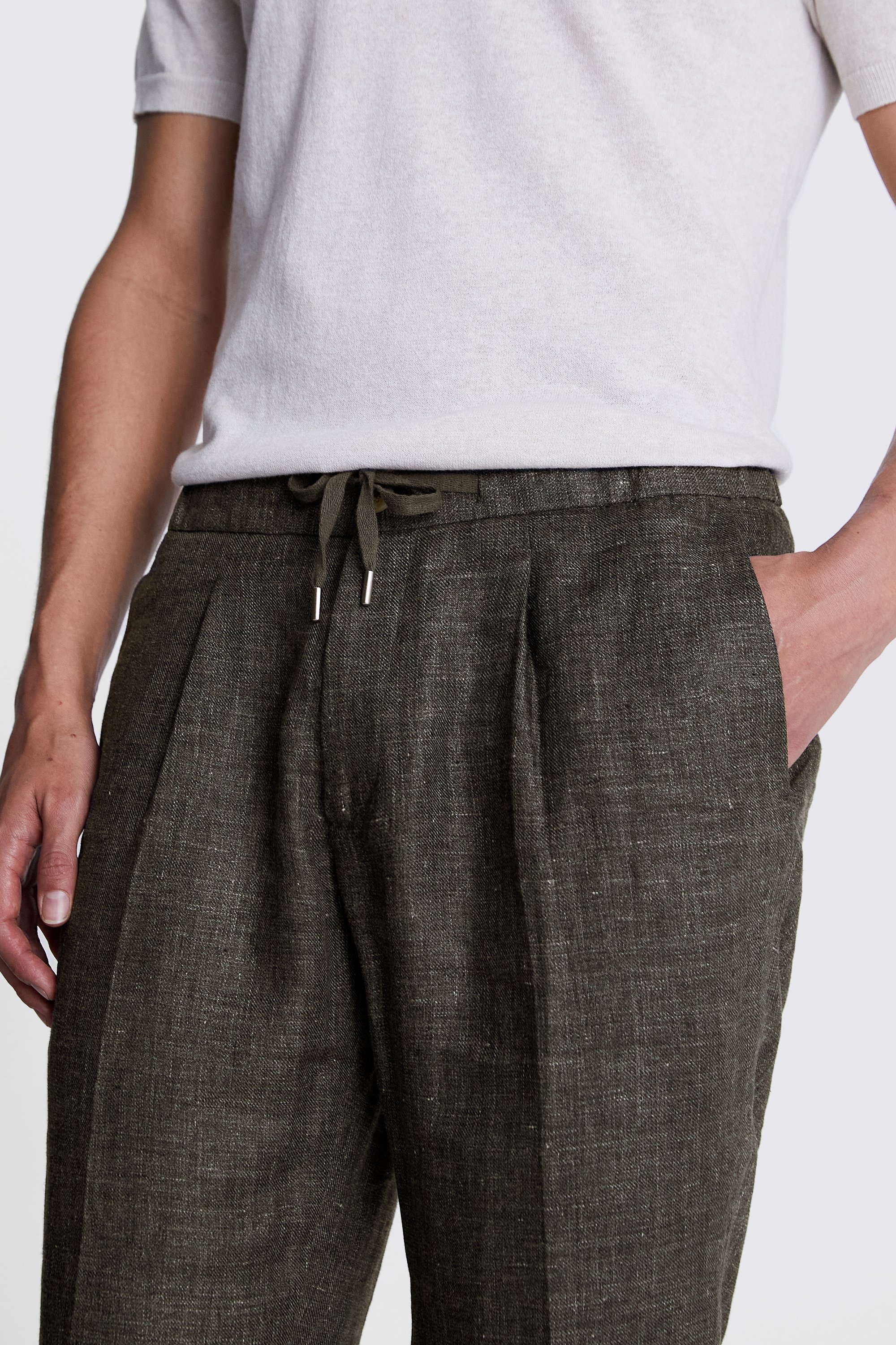 Khaki Linen Worker Joggers   Buy Online at Moss