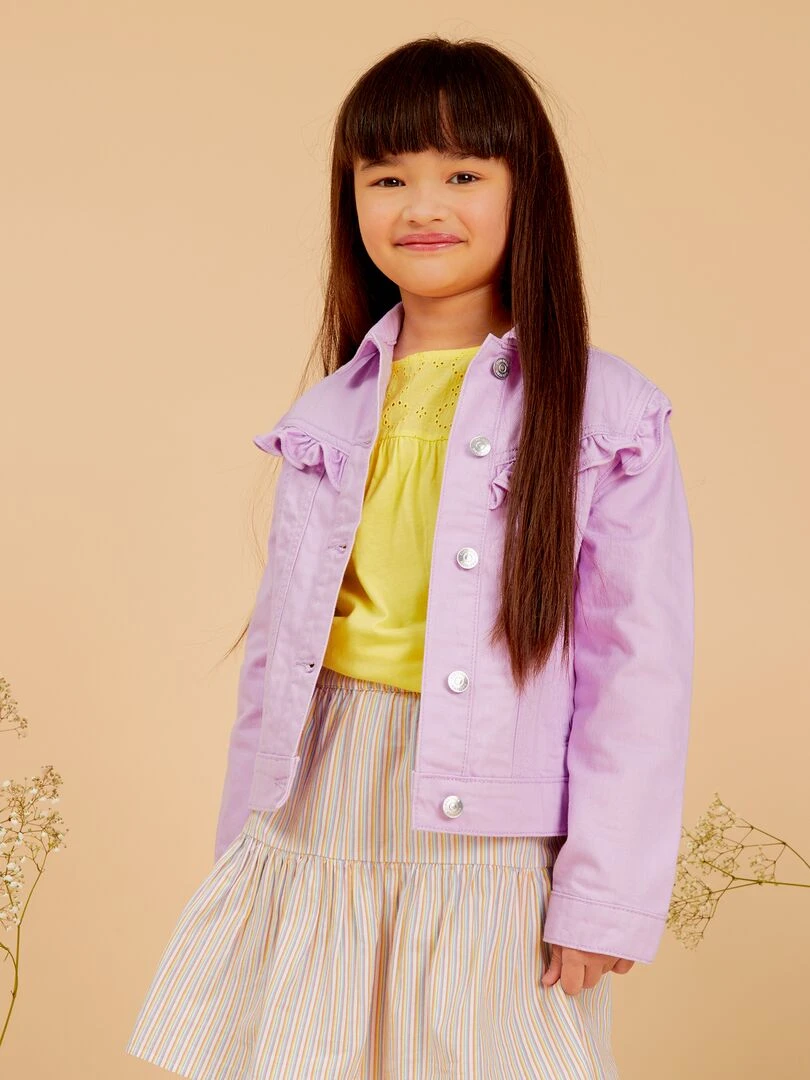 Veste en jean avec volants   Violet