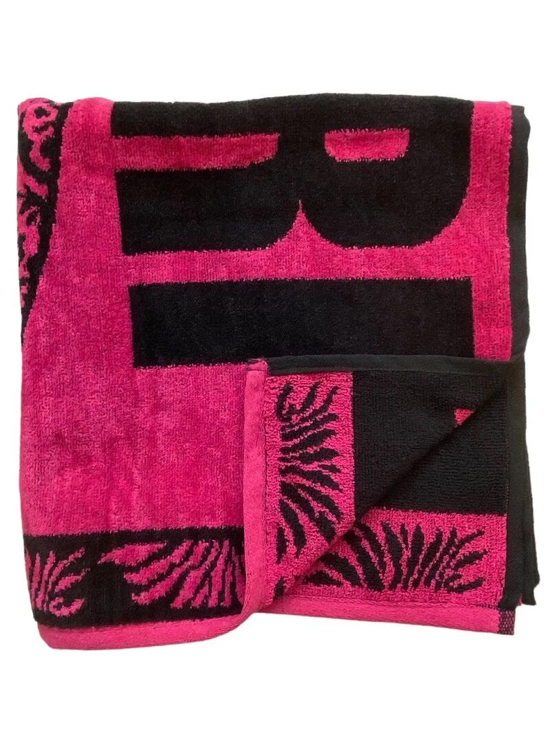 Serviette de plage éponge velours Jacquard Aurora 70x140 400g/m²   Rose fushia