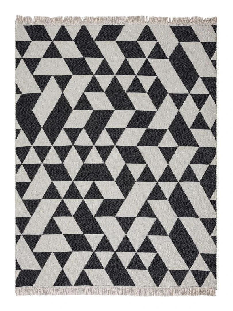 Tapis kilim BI REVERSIBLE en coton OEKO TEX® Ecru