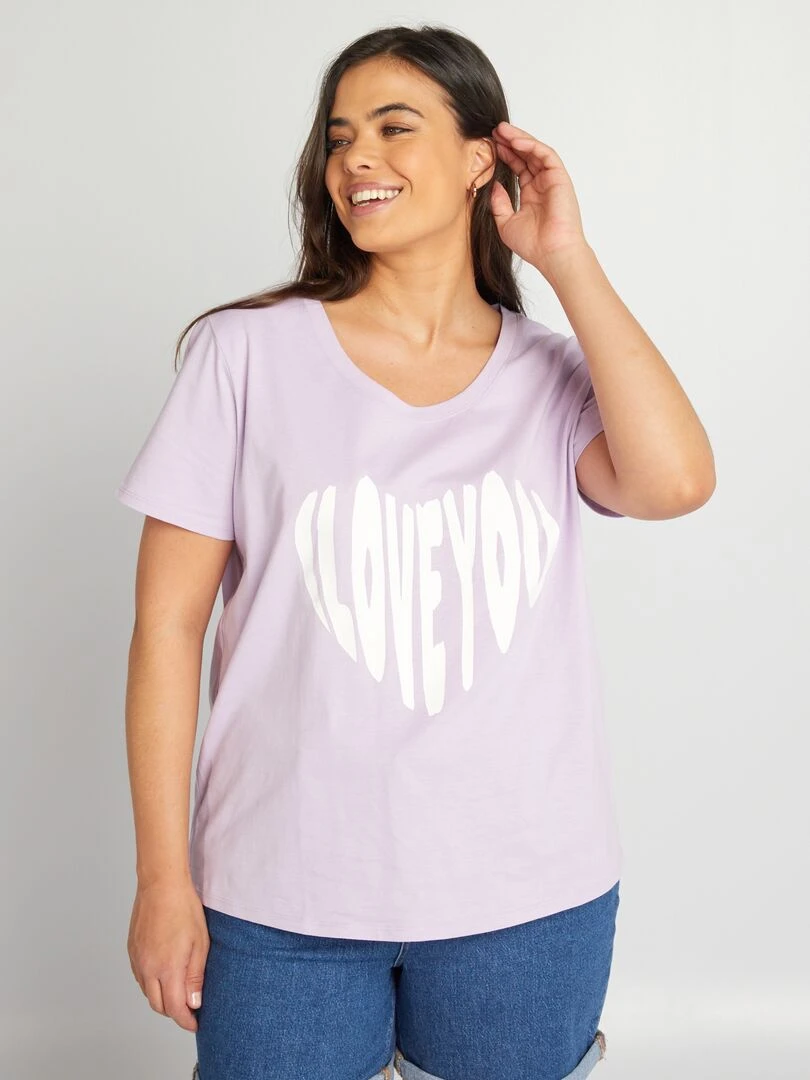 Tee shirt en coton avec imprimé   Violet