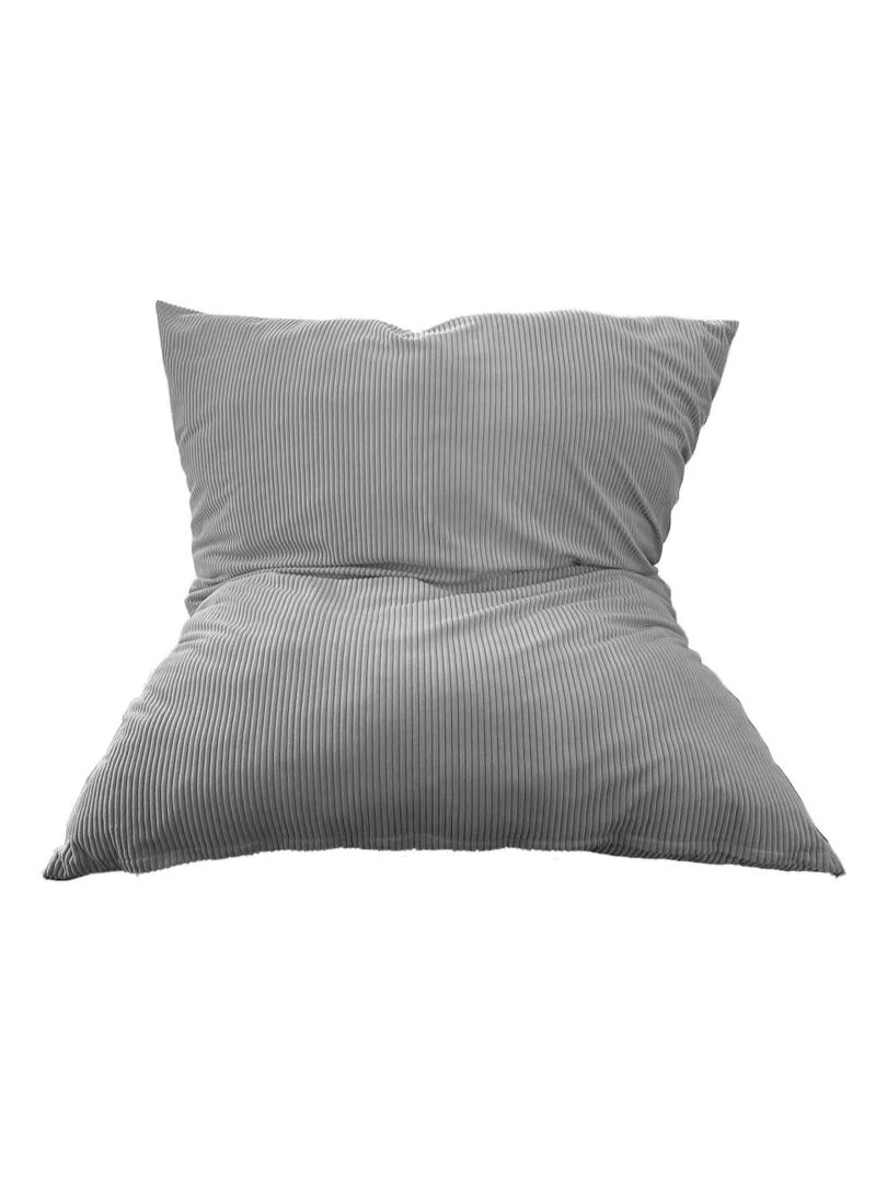 Pouf en Velours Côtelé Chic Doux et Déhoussable Bananair Gris clair