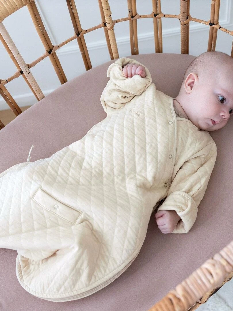Bemini Gigoteuse  avec moufles Pady quilted jersey   Beige coquille