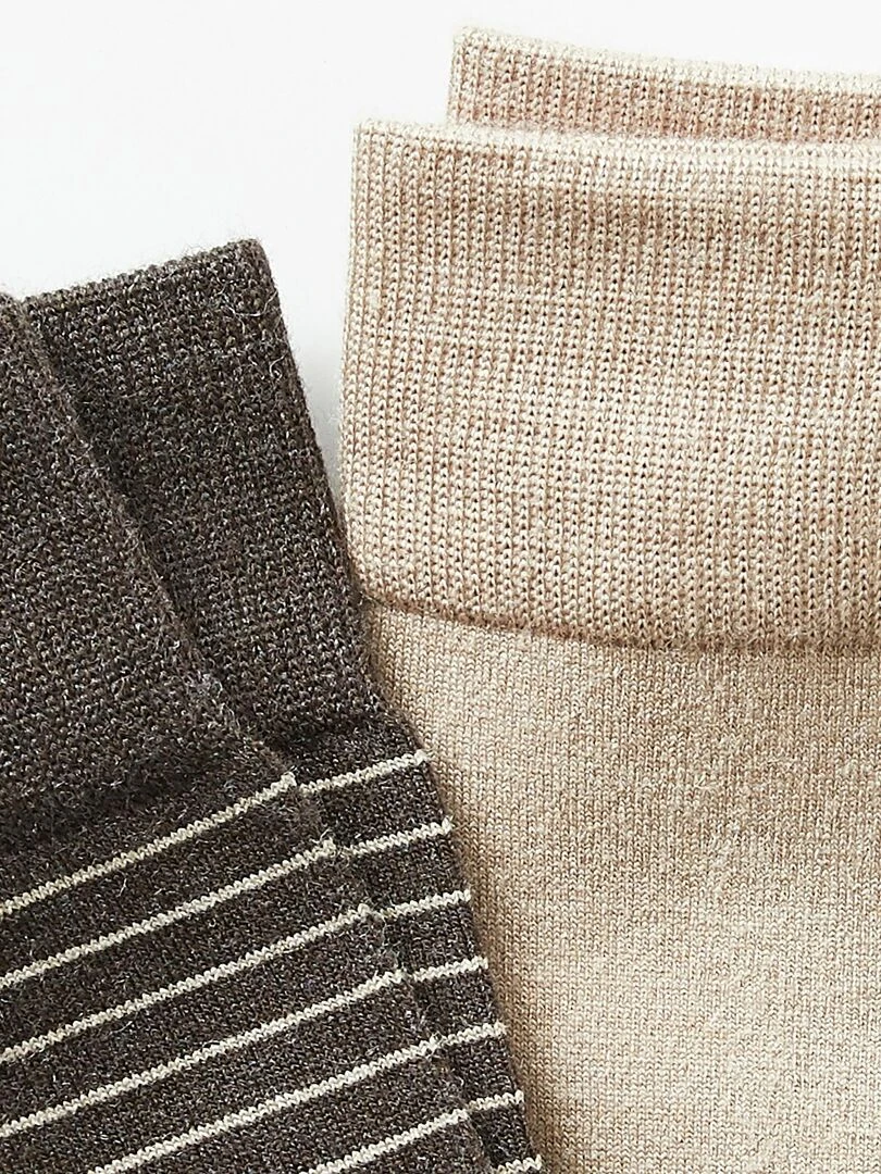 Lot de 2 paires de chaussettes mélange soie et Thermolactyl   Damart   Marron