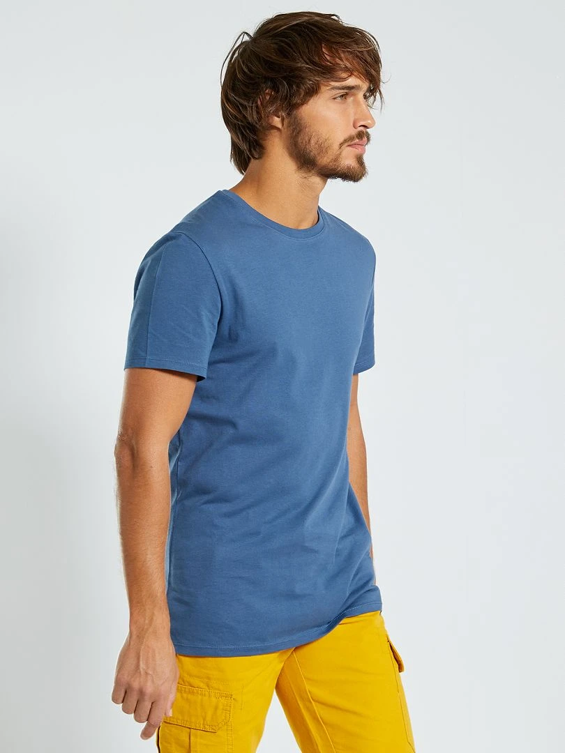 T shirt droit en jersey uni   Bleu gris