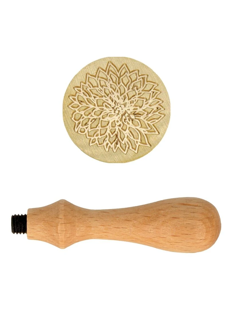 Manche en bois pour cachet de cire + Tampon Gazania N/A