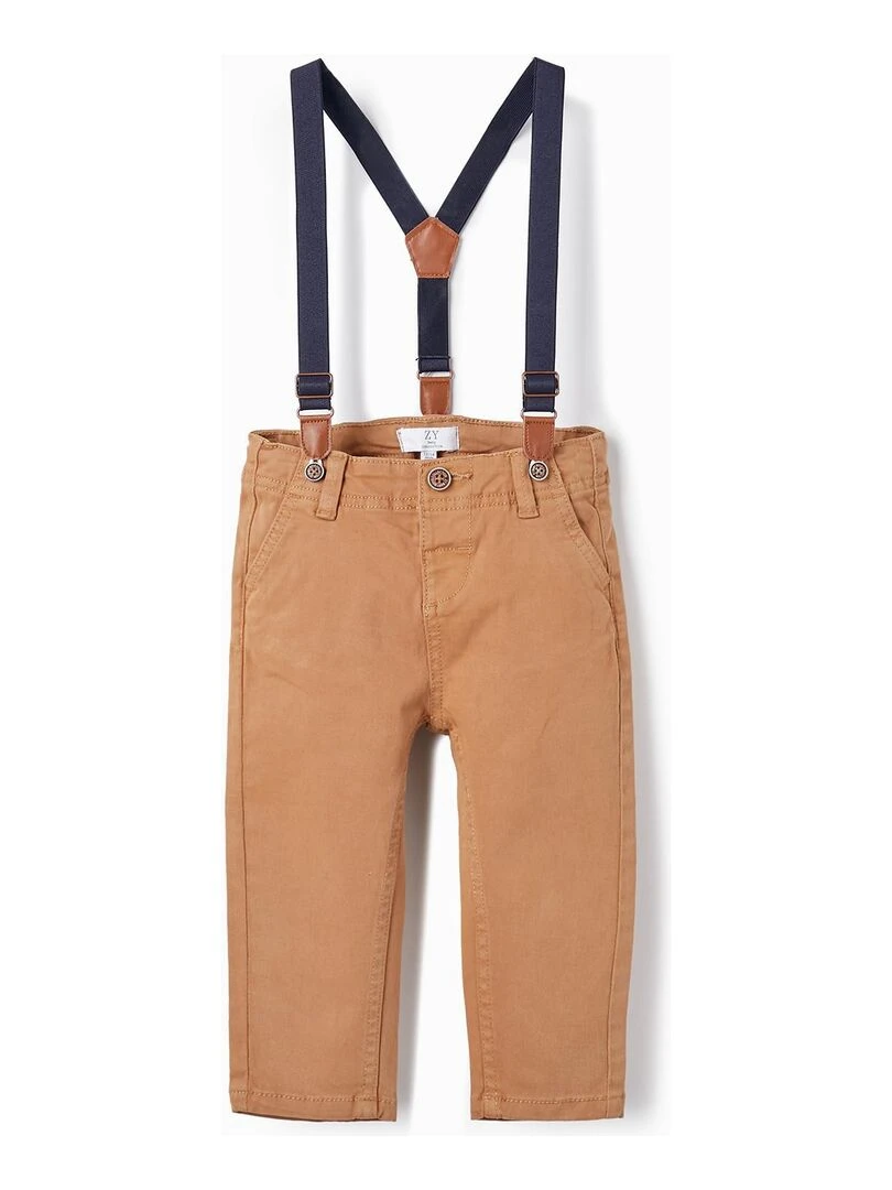 Pantalon en sergé avec bretelles pour bébé garçon ATLANTIC COMPANY Beige