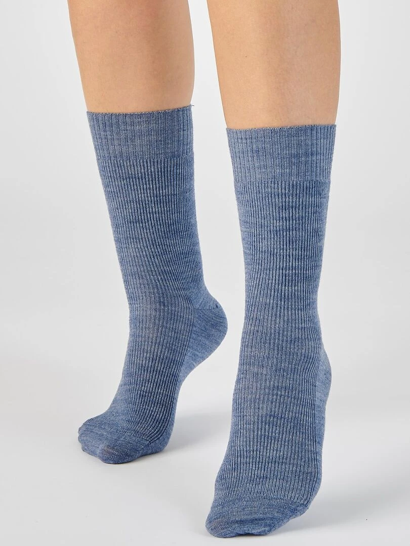 Lot de 2 paires de chaussettes mélange laine et Thermolactyl   Damart   Bleu