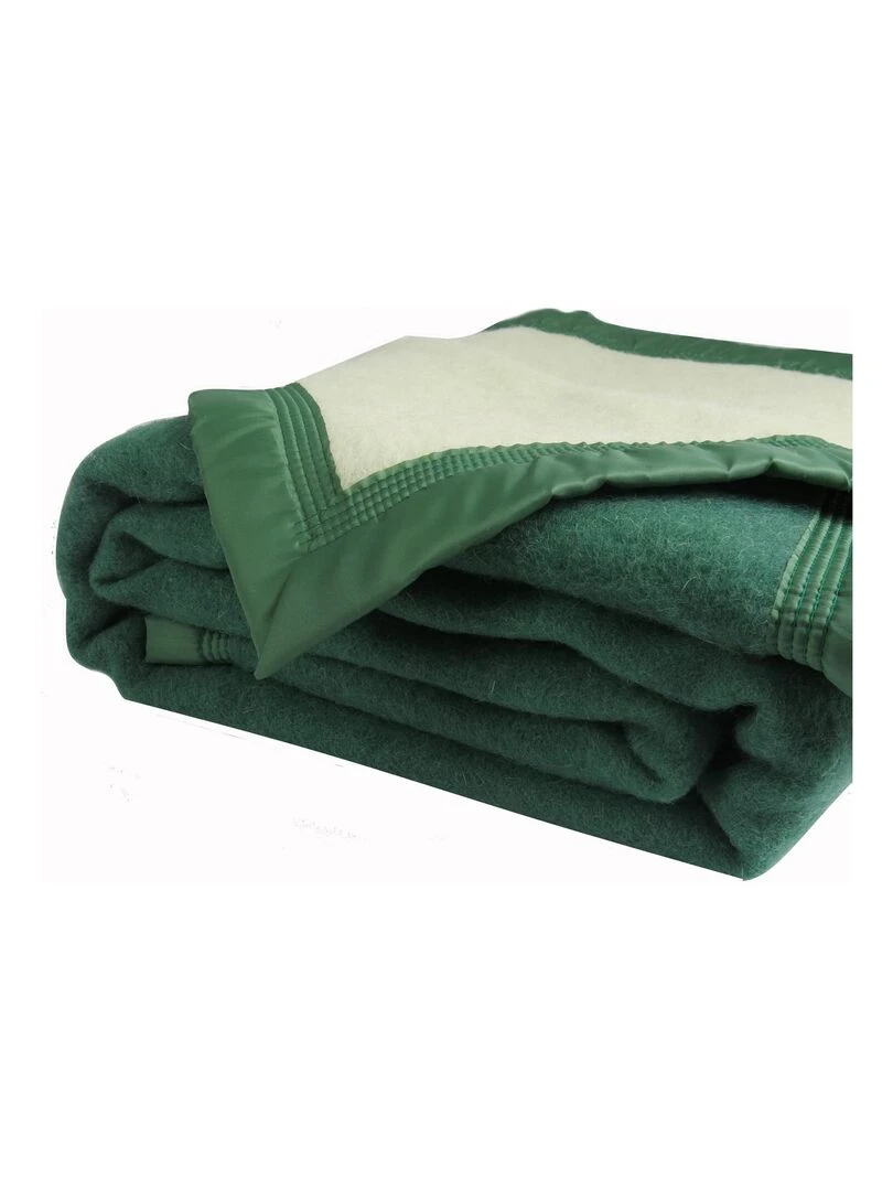Couverture Pure Laine Vierge 600g/m2 bicolore Vert