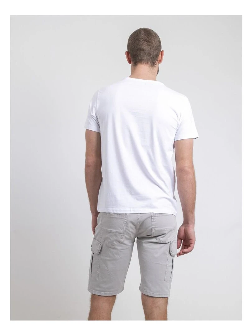 T shirt col V pur coton NERIJ Blanc