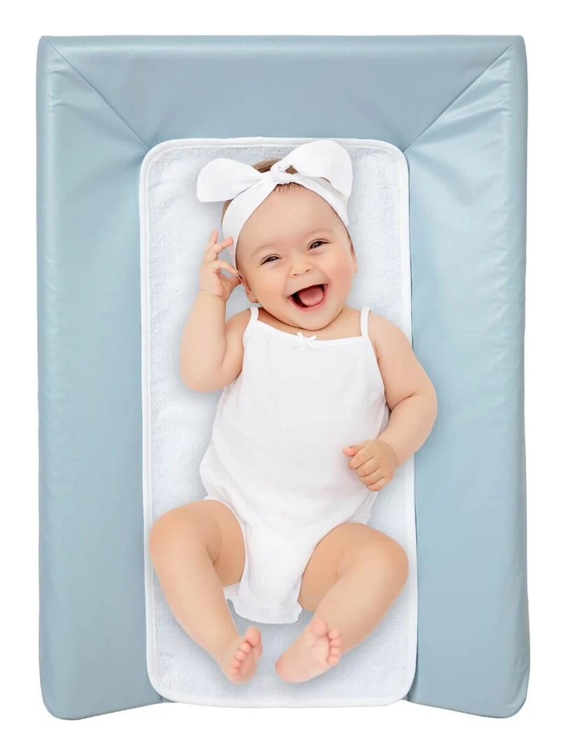Matelas à langer Luxe + Serviette Bleu Blanc