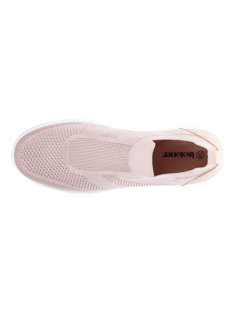Baskets Confort Femme slip on Rose poudré Rose clair