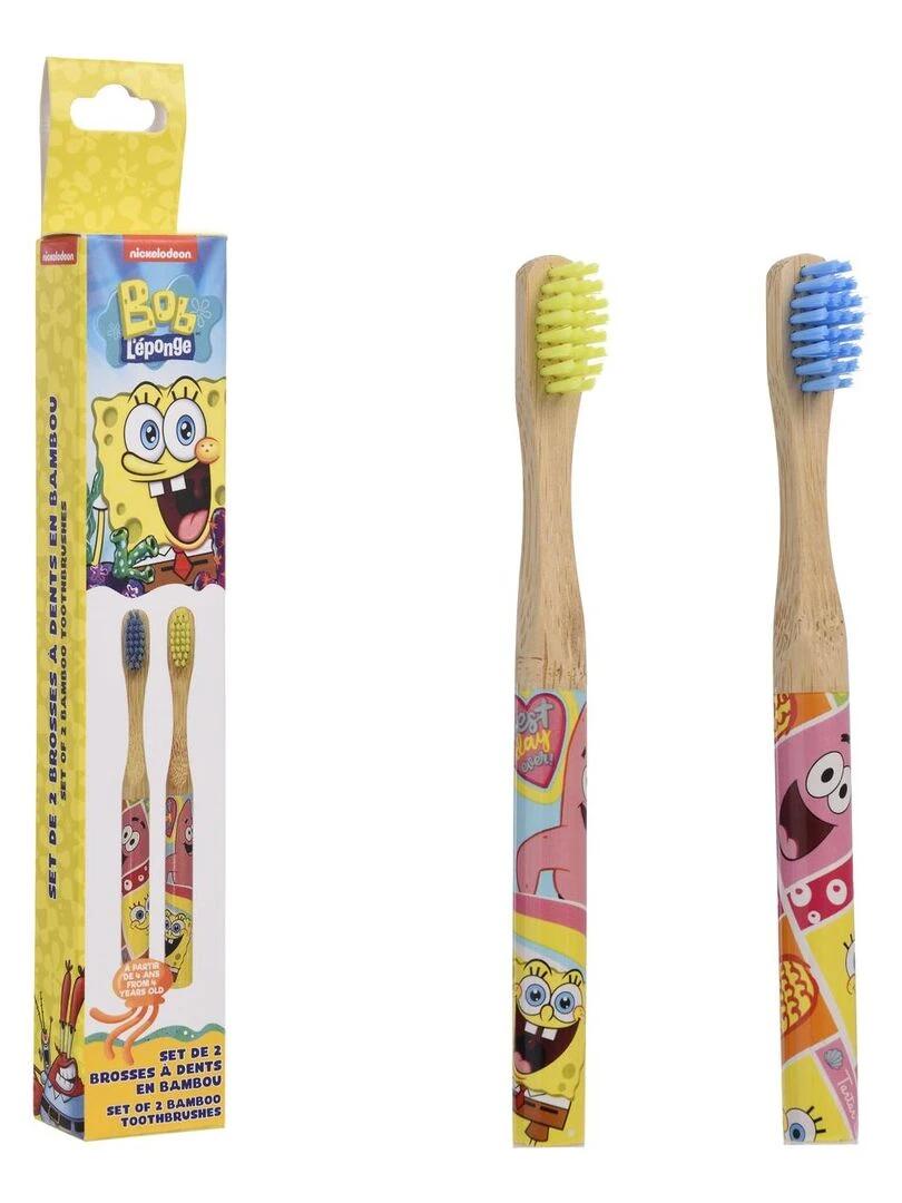 Bob l'Eponge Set de 2 Brosses à Dents en Bambou N/A