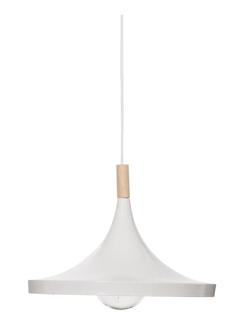 Suspension blanche bois métal Ø32cm Blanc