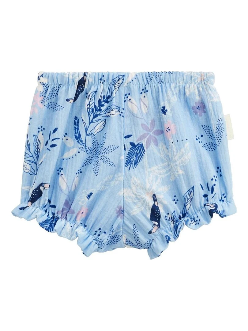 Lot de 2 bloomers bébé en gaze de coton Bella Chica   Bleu