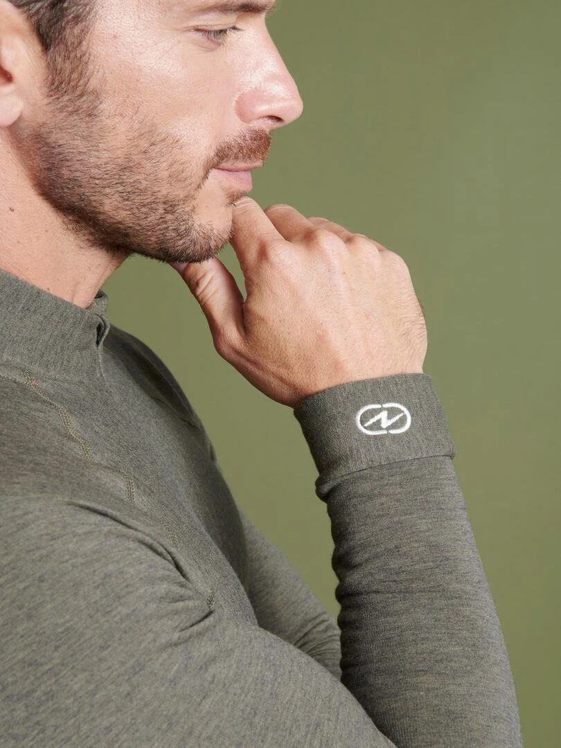 T shirt col zippé Comfort Thermolactyl 5 homme   DamartSport   Gris chiné