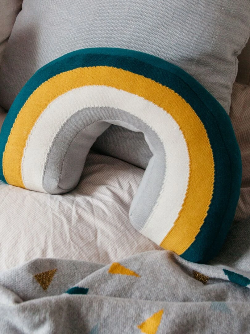 Coussin Arc en Ciel en coton   Vert