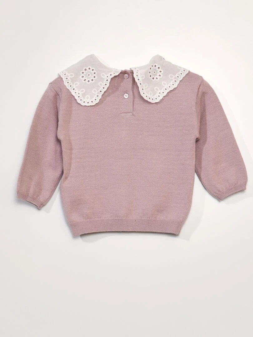 Pull maille douce et col claudine   Violet