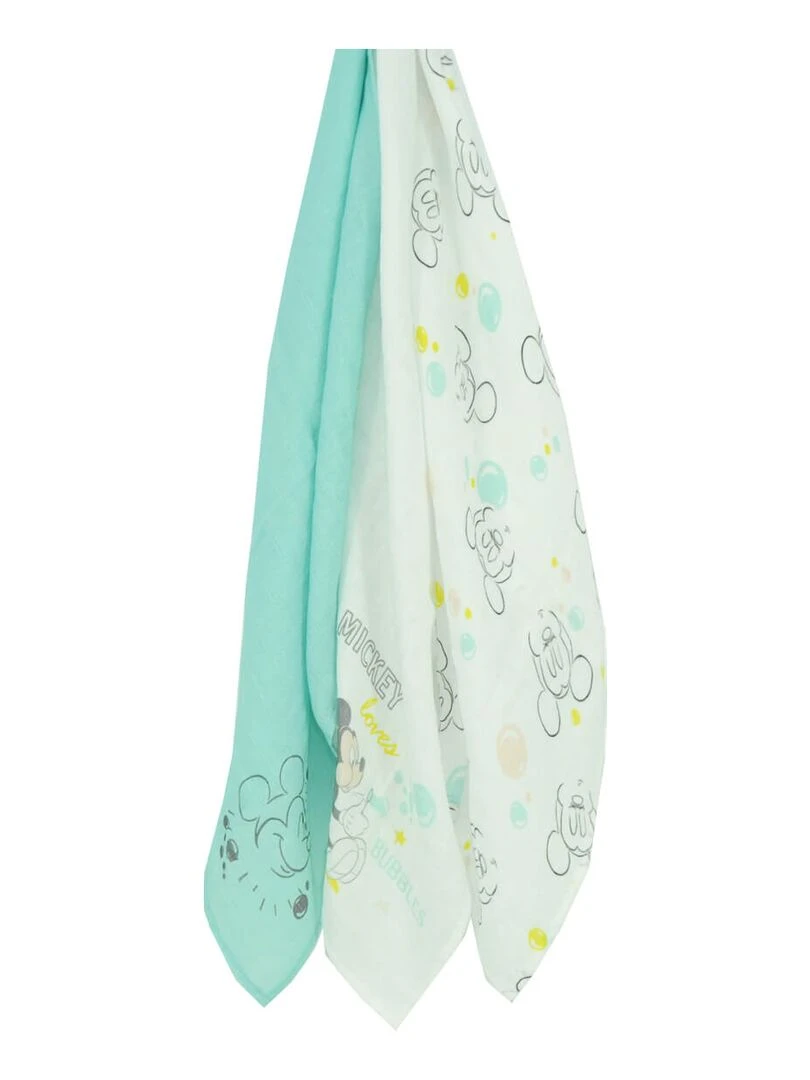 Lot de 3 langes Mickey Little One   60x60 cm   Bleu