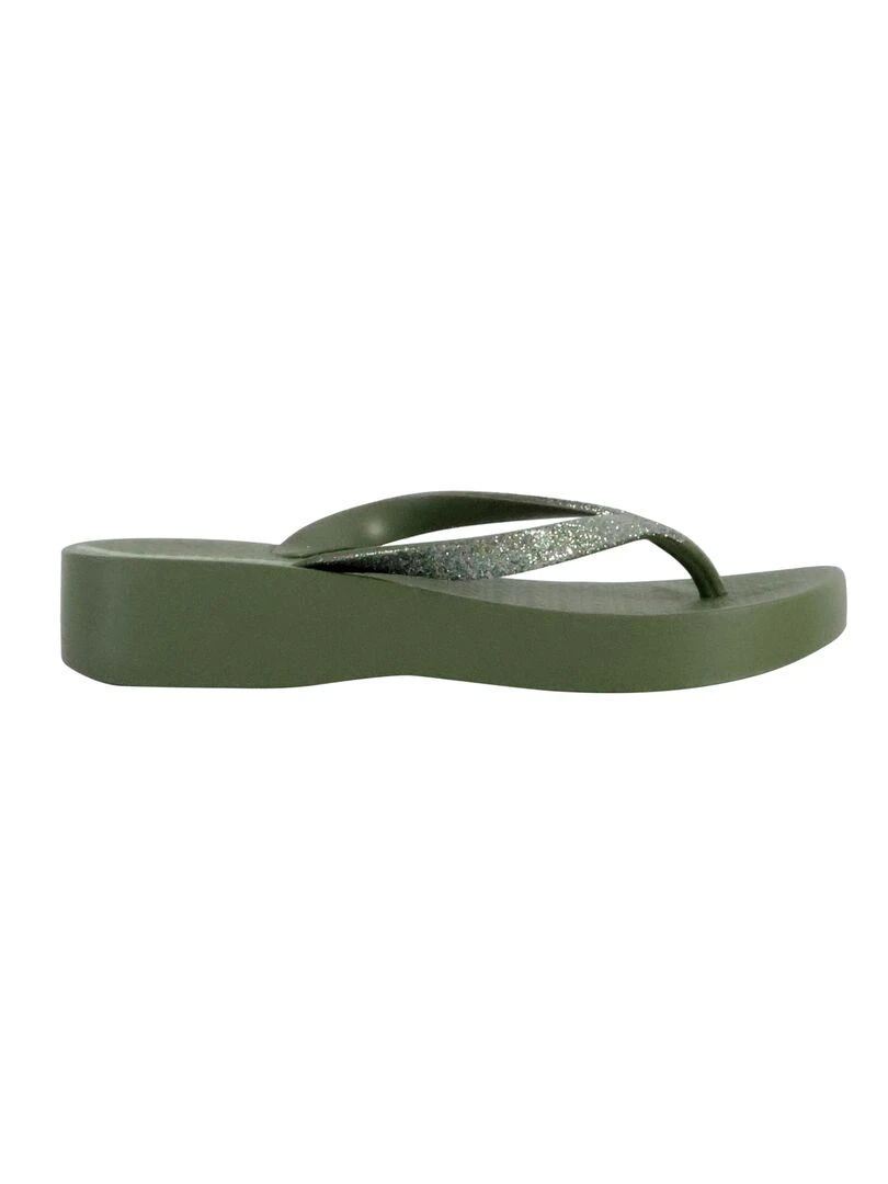 Tong Compensées à Enfiler Ipanema Mesh Chic Plat Vert