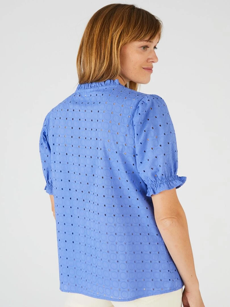 Chemisier broderie anglaise   Damart   Bleu azur