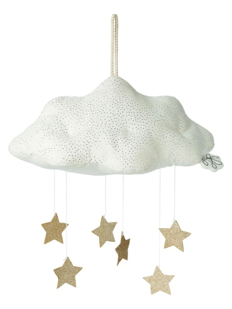 Mobile décoratif nuage avec étoiles blanc et doré Blanc