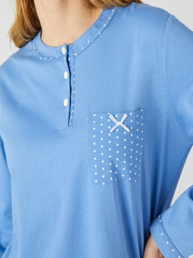 Pyjama maille jersey coton peigné Damart Bleu