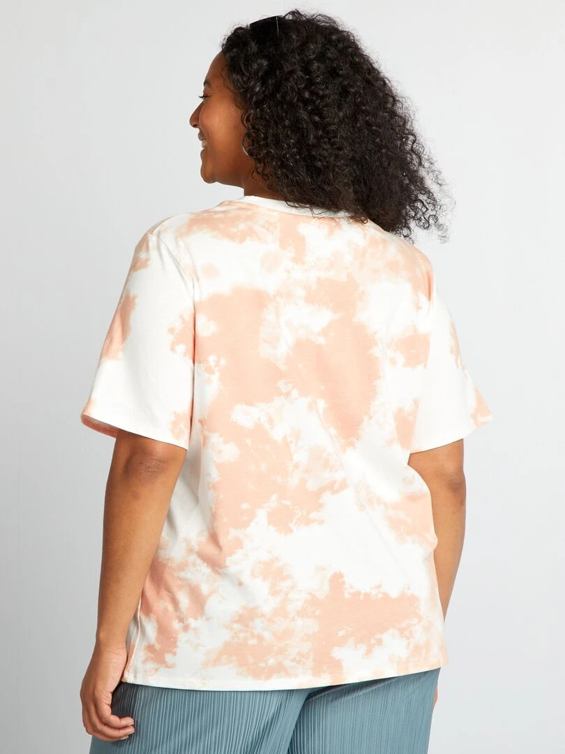 Tee shirt tie and dye 'The Doors'   Blanc/rose