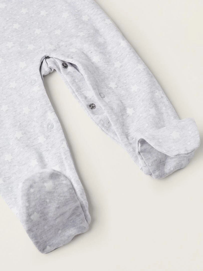Grenouillère En Coton Pour Nouveau Né 'Étoile' manches longues UNDER THE STARS   Gris clair
