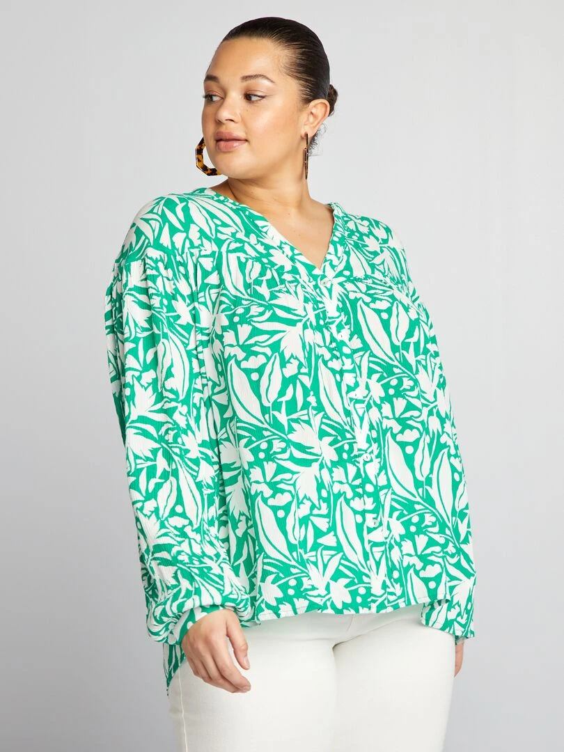 Chemisier fluide imprimé   Vert