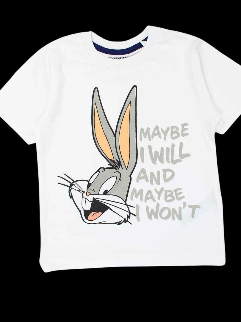 Looney Tunes Ensemble T shirt short garçon Imprimé Bugs Bunny Blanc