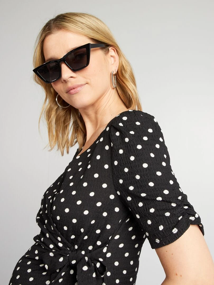 Robe courte grossesse   Noir à pois